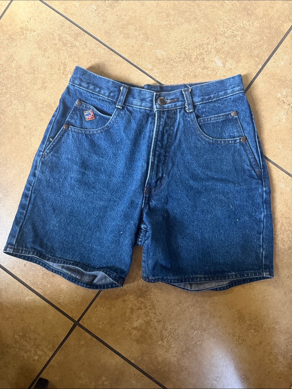 High-Rise Vintage Women's Denim Jean Shorts in Dark Blue
